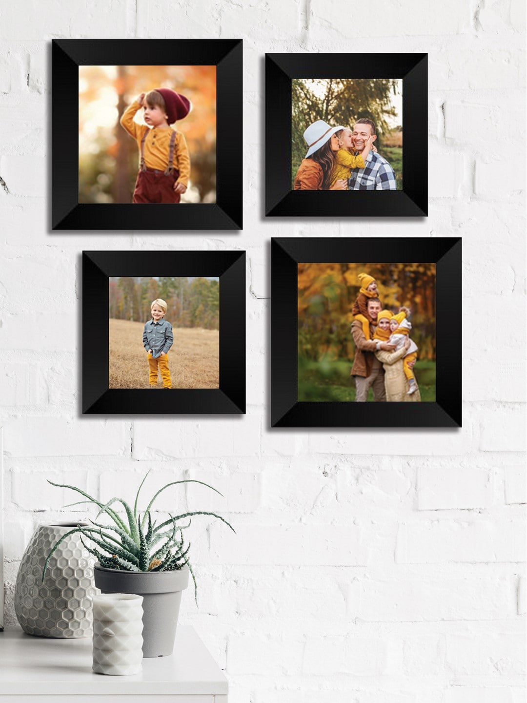 

eCraftIndia Set Of 4 Black Solid Square Memory Wall Collage Photo Frames