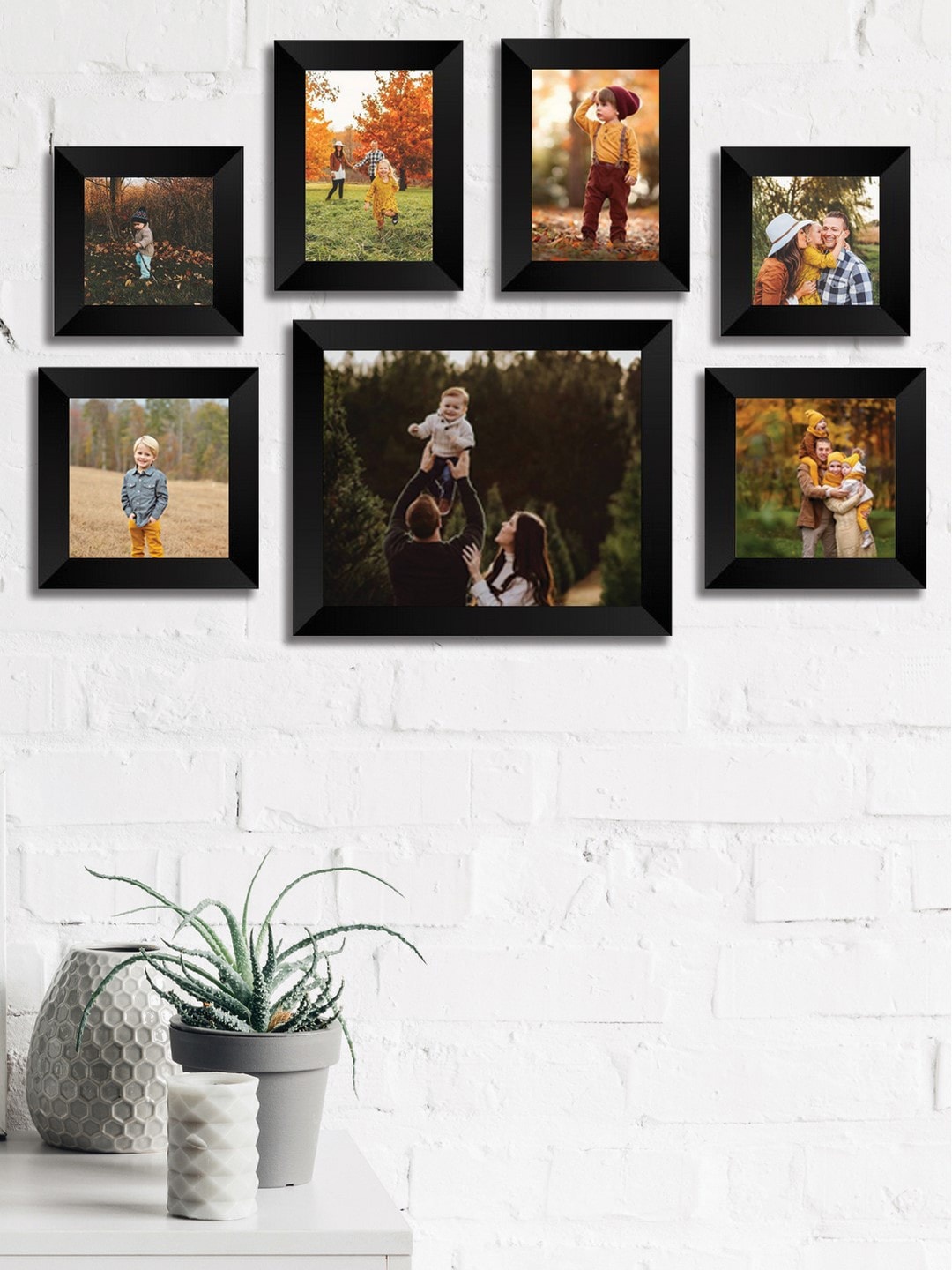 

eCraftIndia Set Of 7 Black Solid Memory Wall Collage Photo Frames
