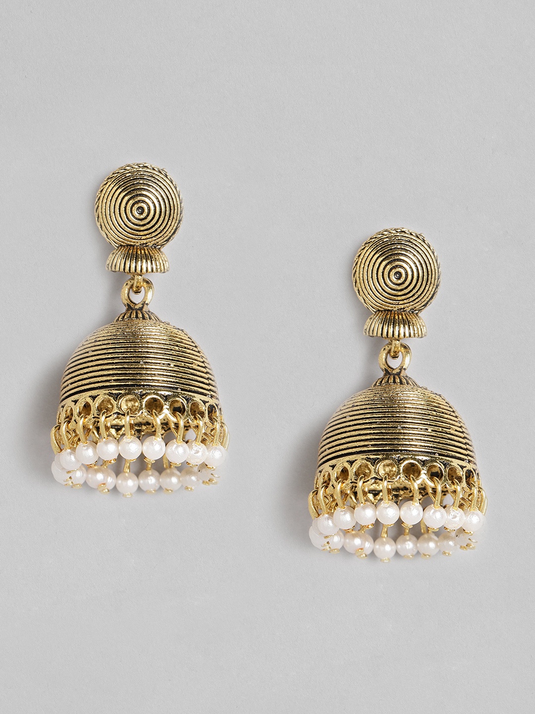 

Anouk Antique Gold-Plated Dome Shaped Jhumkas