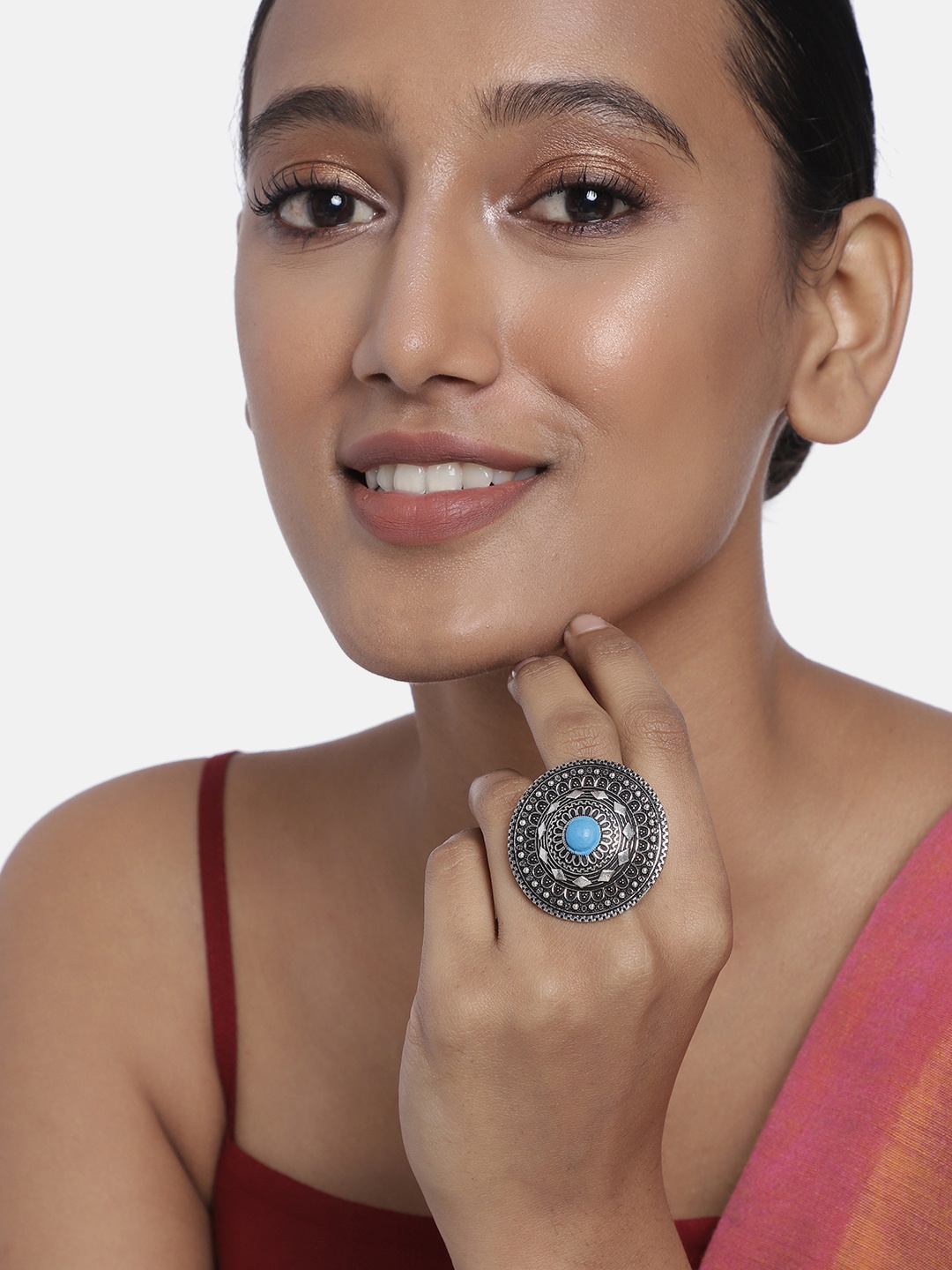 

Anouk Silver-Plated Blue Oxidized Adjustable Finger Ring