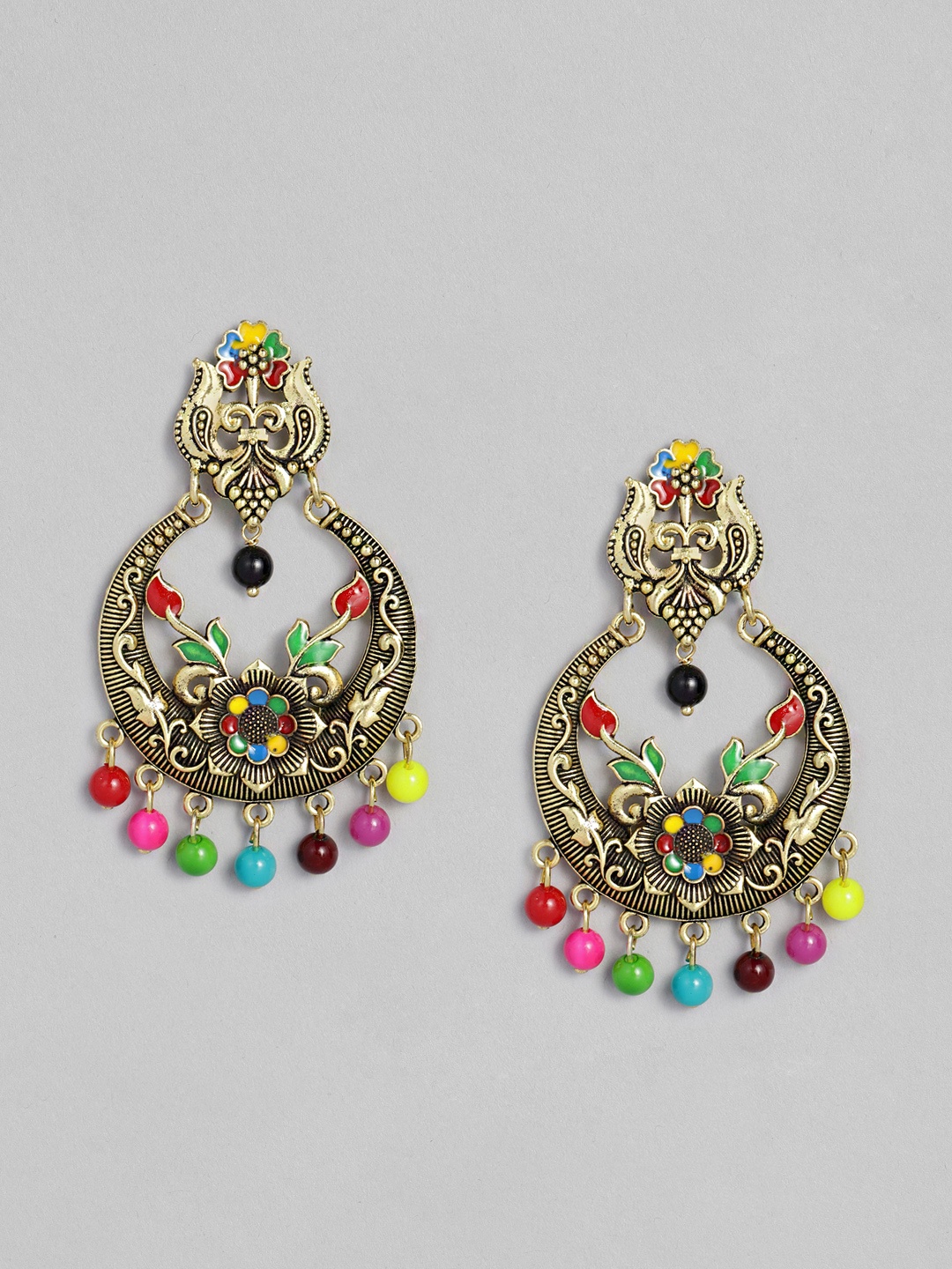 

Anouk Multicoloured Antique Gold-Plated Crescent Shaped Chandbalis, Multi