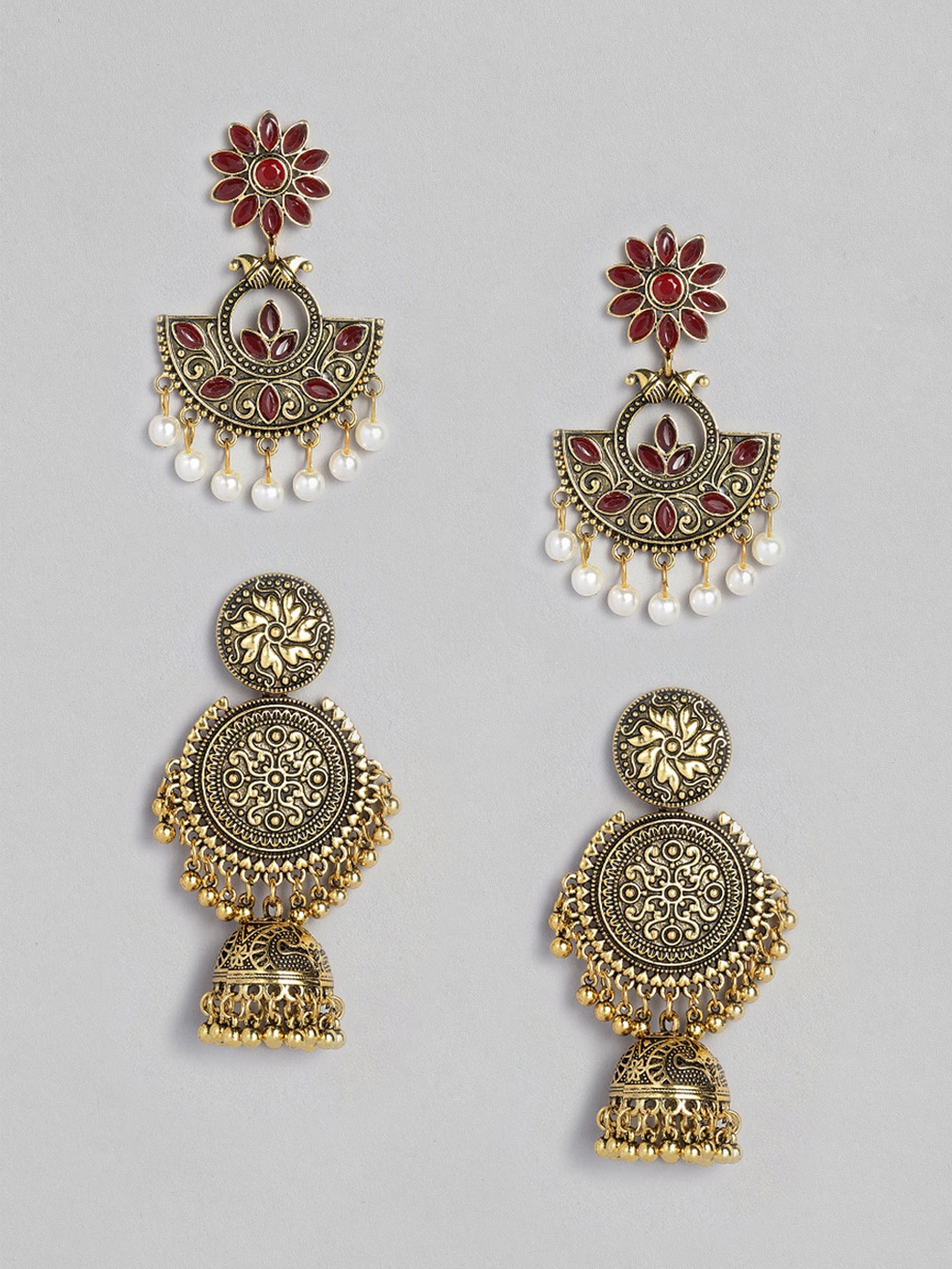 

Anouk Set of 2 Gold-Plated Antique Drop Earrings