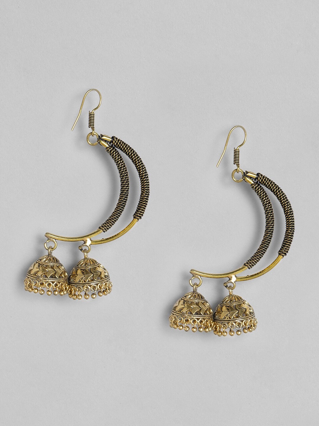 

Anouk Antique Gold-Plated Dome Shaped Jhumkas