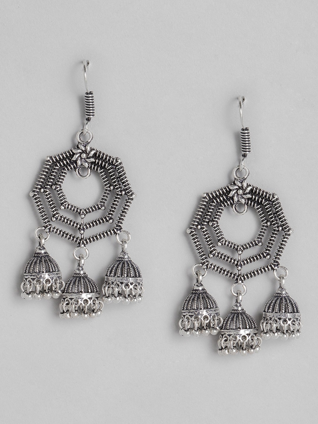 

Anouk Oxidised Silver-Plated Geometric Drop Earrings