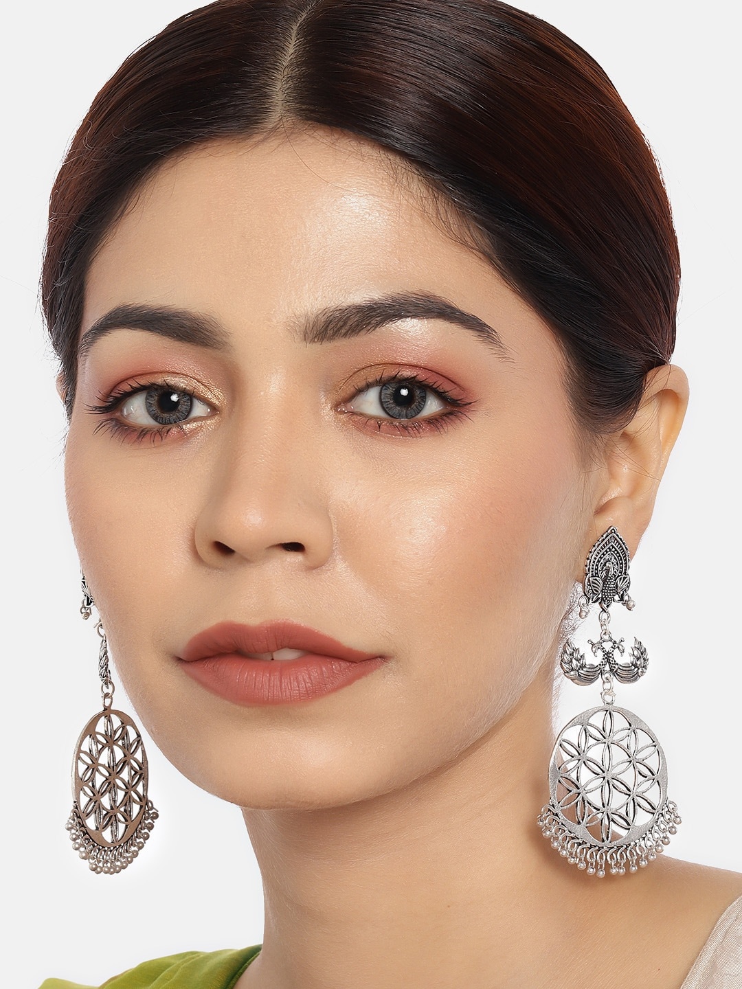 

Anouk Silver-Plated Oxidised Circular Drop Earrings
