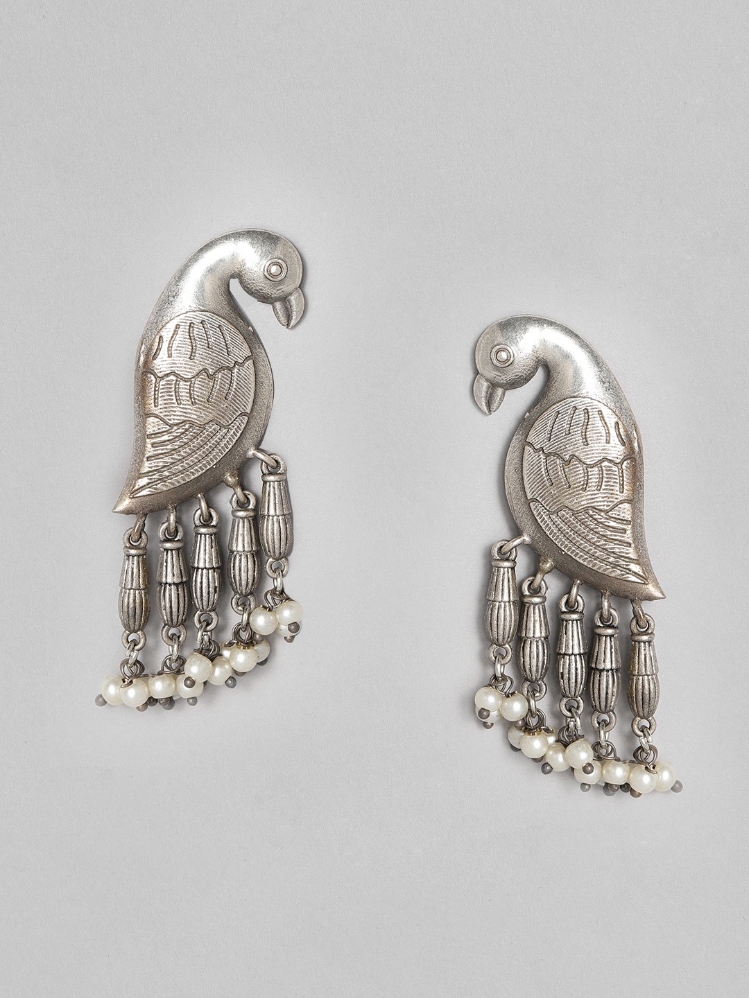 

Anouk Silver-Plated Peacock Shaped Drop Earrings