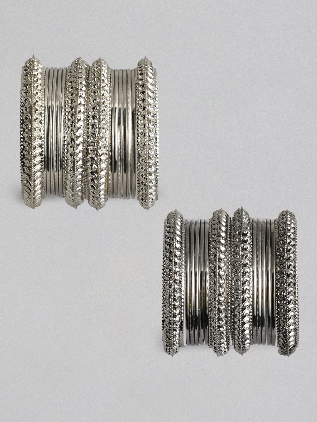 

Anouk Pair of 2 Silver-Plated Bangle Sets