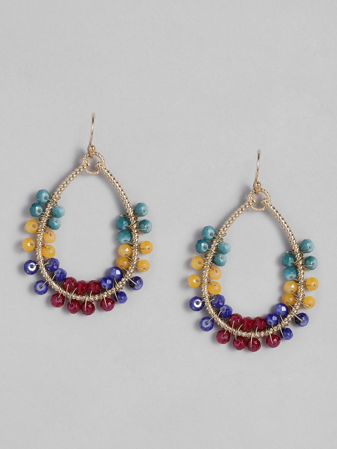 

Anouk Gold-Plated Multicolored Beaded Teardrop Shaped Drop Earrings, Multi