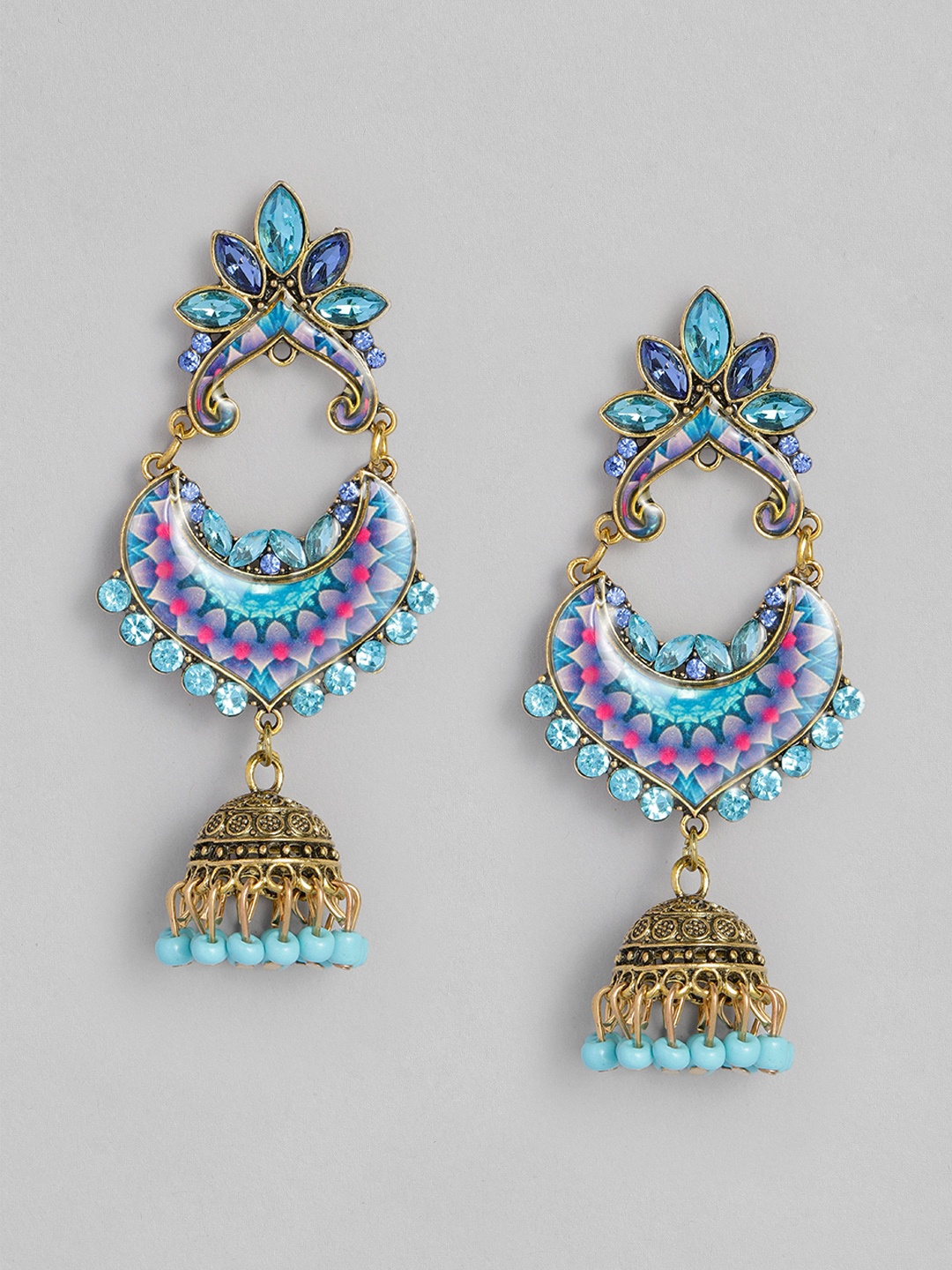 

Anouk Gold-Plated & Multicoloured Crescent Shaped Drop Earrings