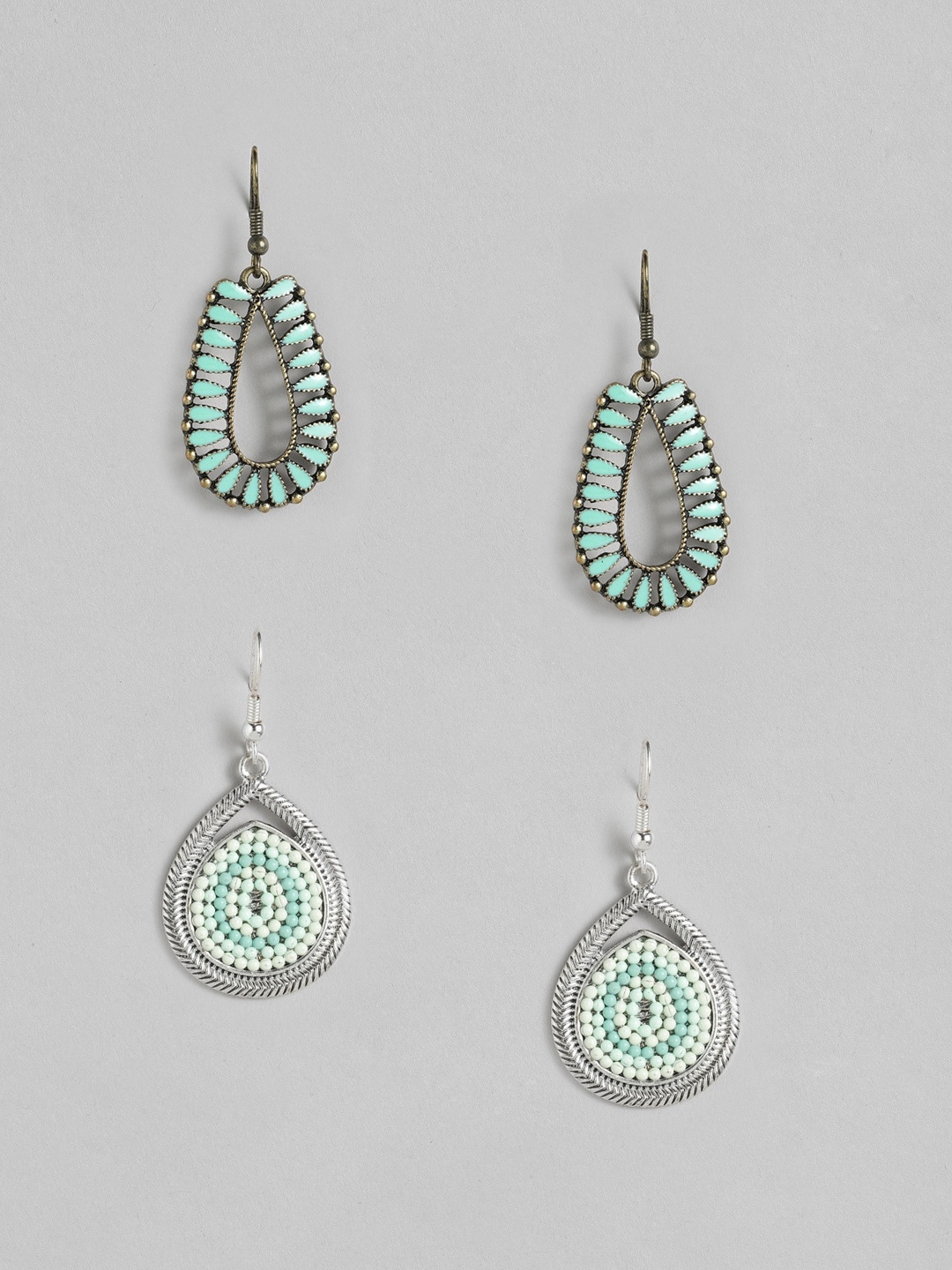 

Anouk Gold-Plated & Sea Green Teardrop Shaped Drop Earrings