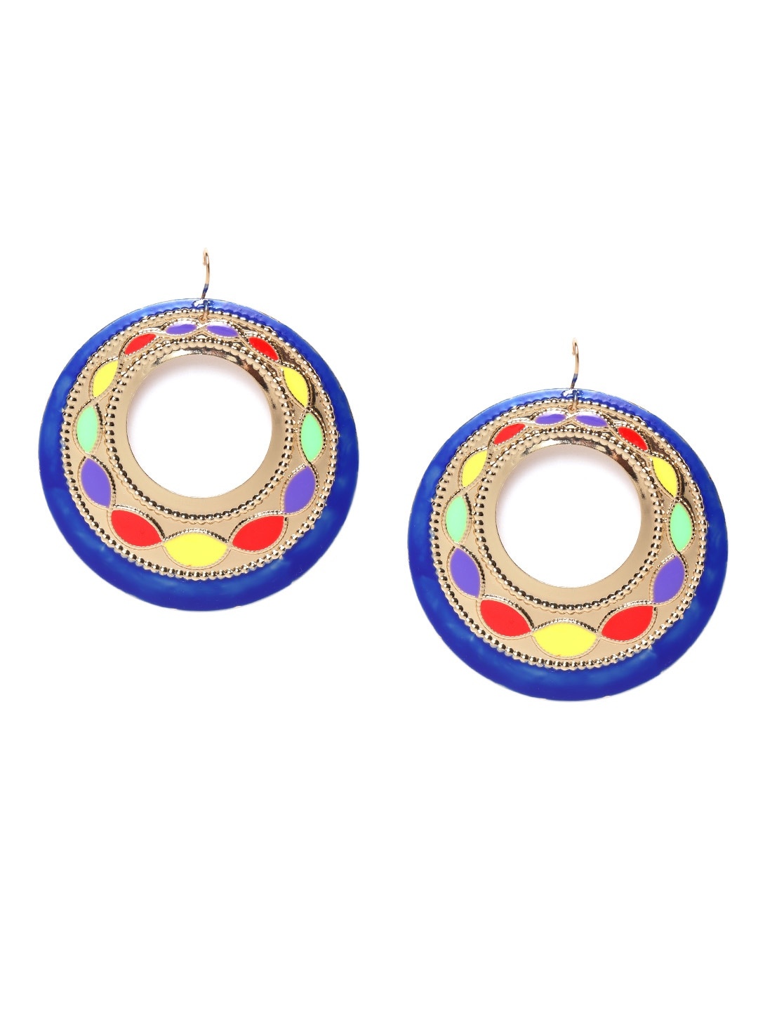 

Anouk Multicoloured Gold-Plated Enamelled Circular Drop Earrings, Multi