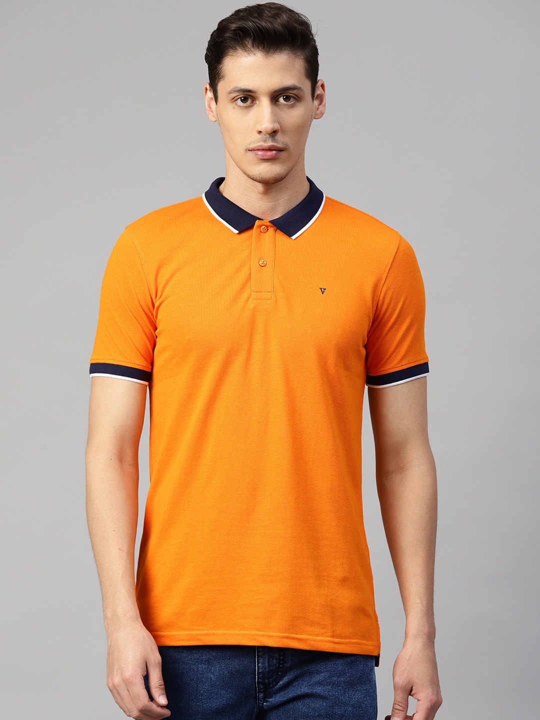 

Van Heusen Sport Men Orange Solid Polo Collar T-shirt