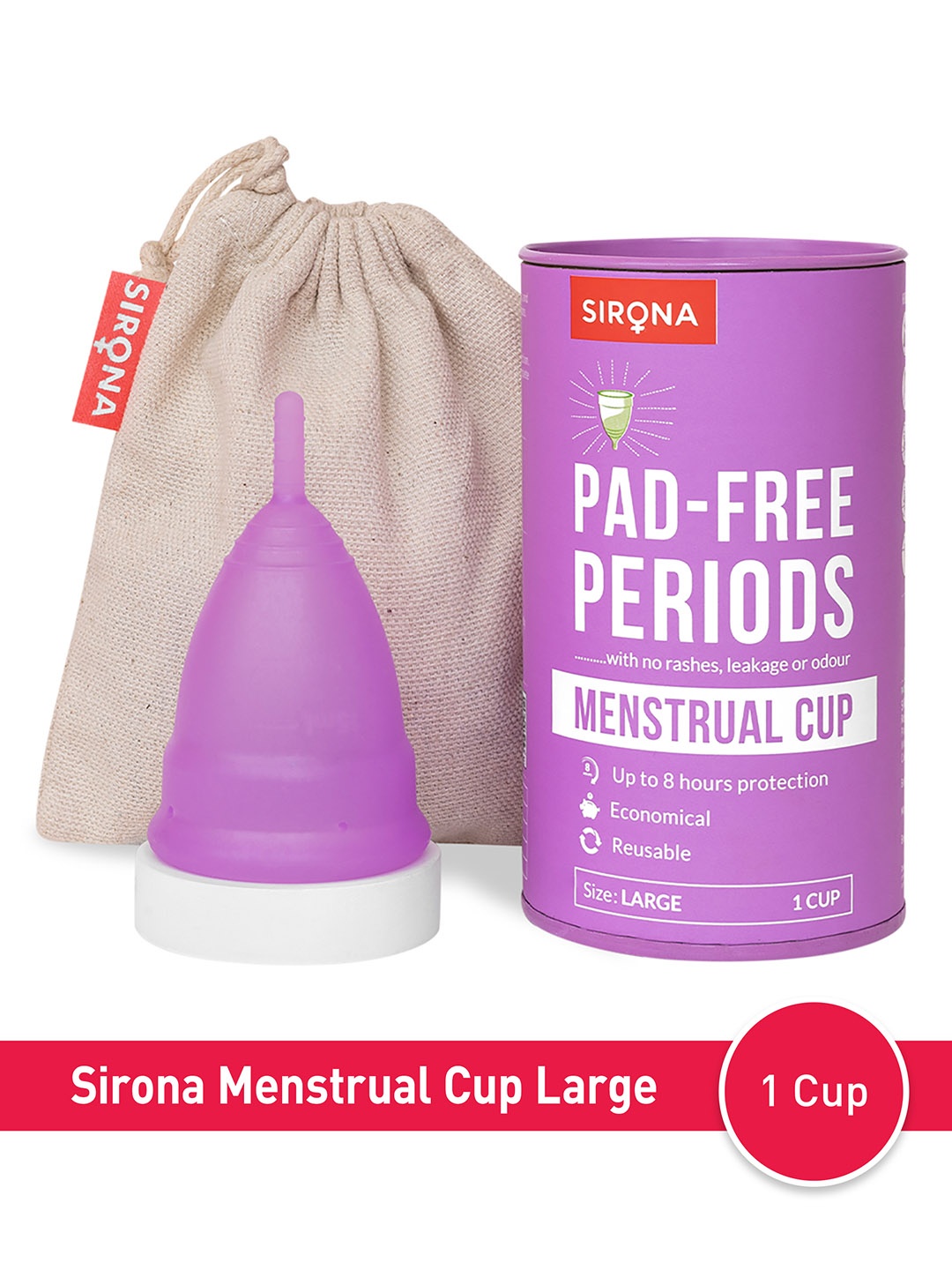 

Sirona FDA Compliant Medical Grade Reusable Menstrual Cup - Large, Violet