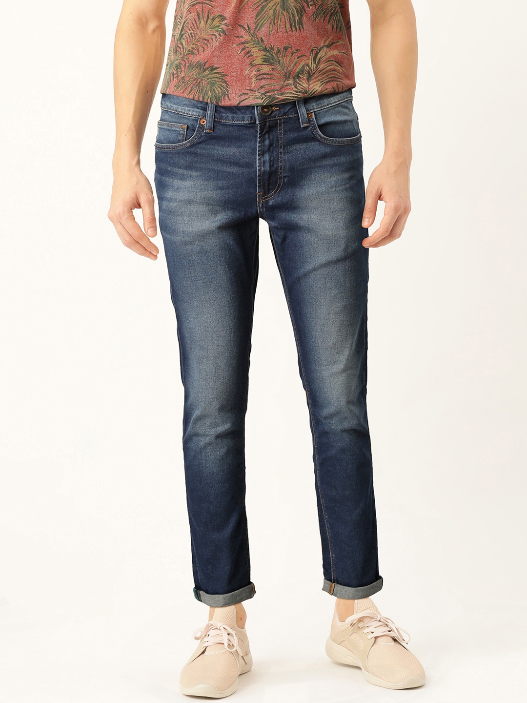 

United Colors of Benetton Men Navy Blue Skinny Fit Mid-Rise Clean Look Stretchable Jeans