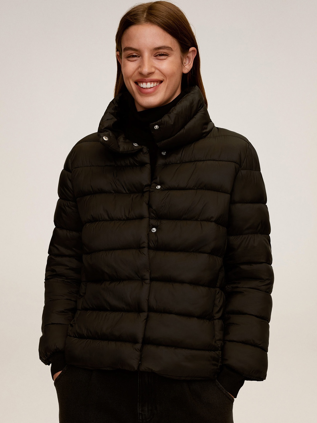 

MANGO Women Black Solid Puffer Jacket