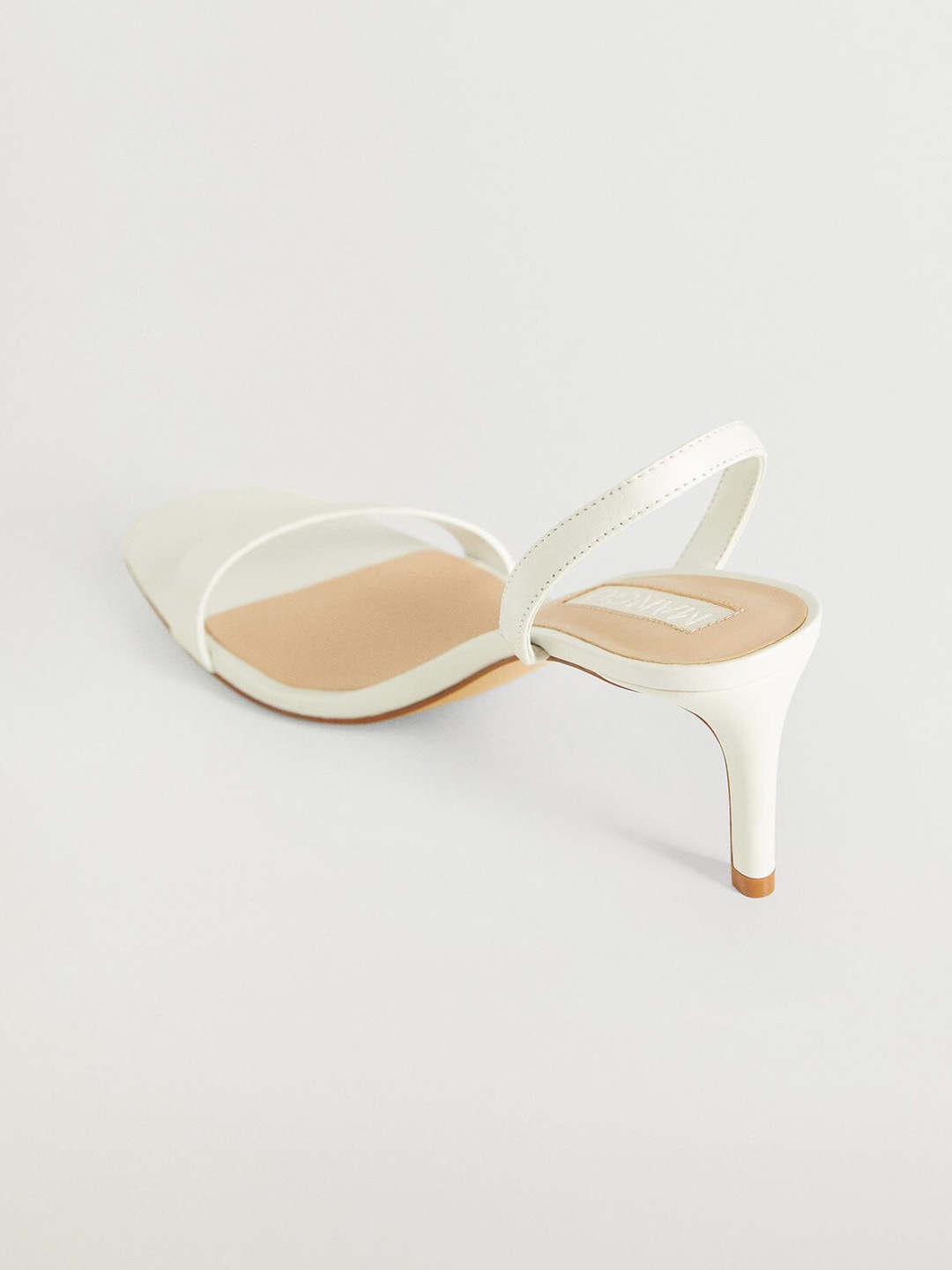 

MANGO Women White Solid Leather Slim Heels