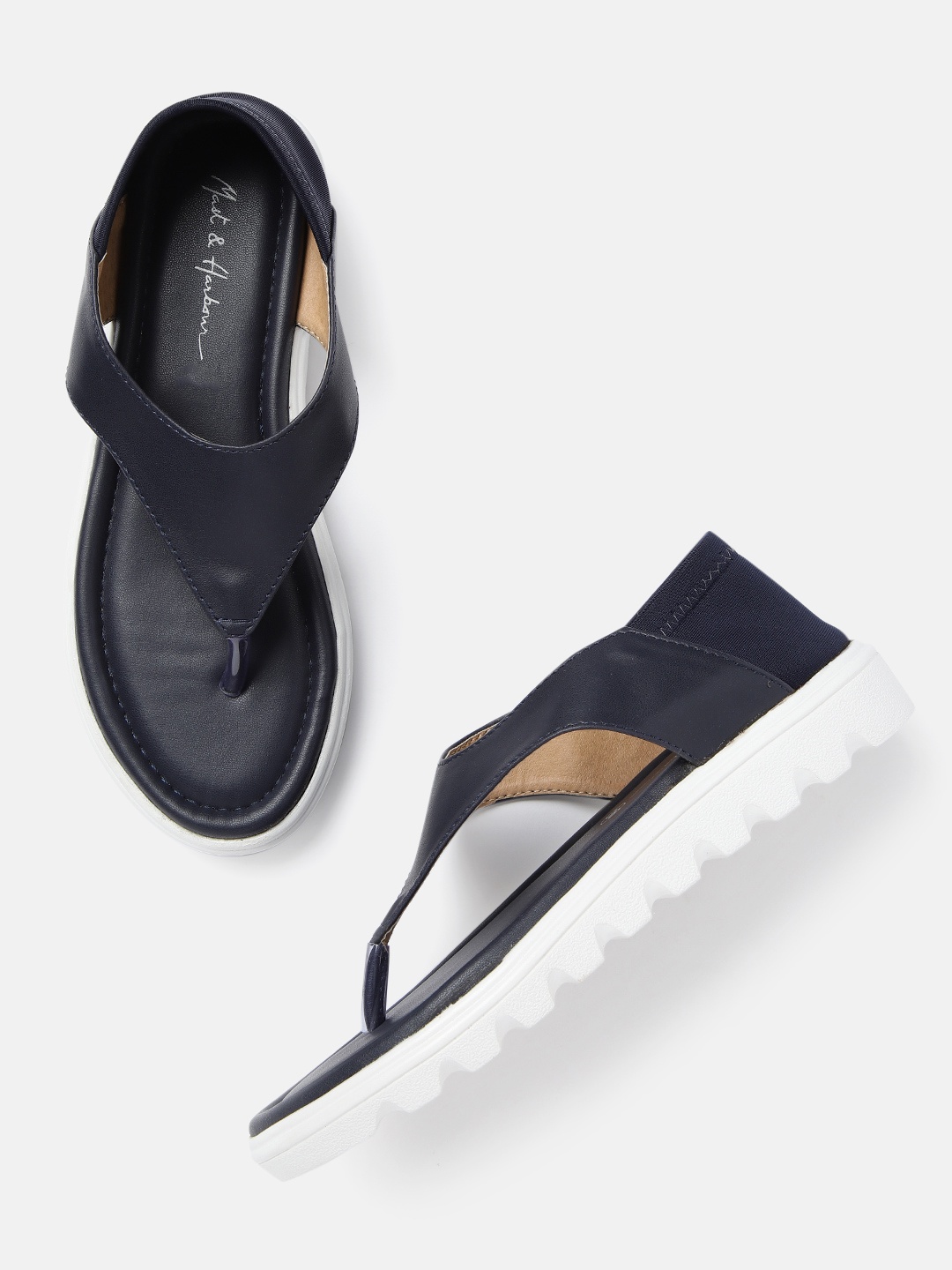

Mast & Harbour Women Navy Blue Solid Open Toe Flats