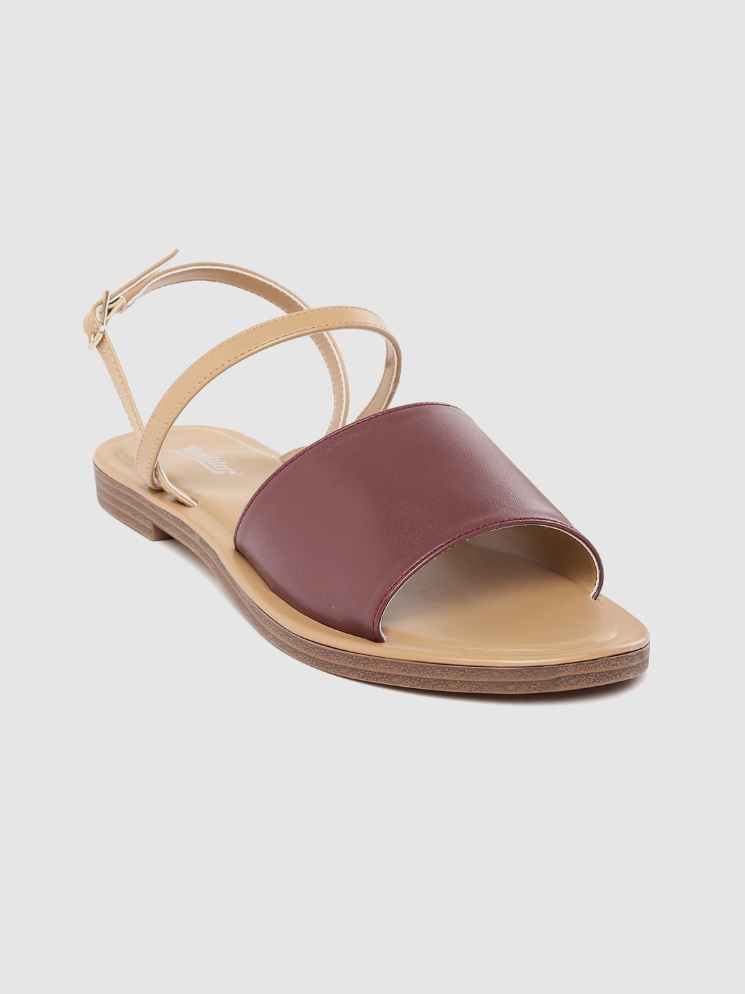 

Roadster Women Burgundy & Beige Solid Open Toe Flats
