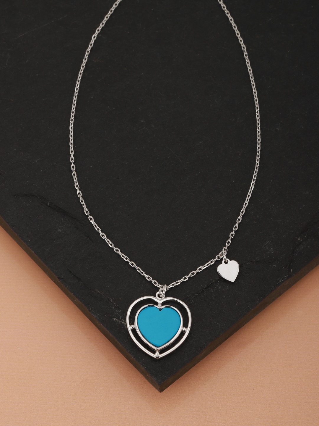 

Carlton London Women Silver-Toned & Blue Rhodium Plated Necklace