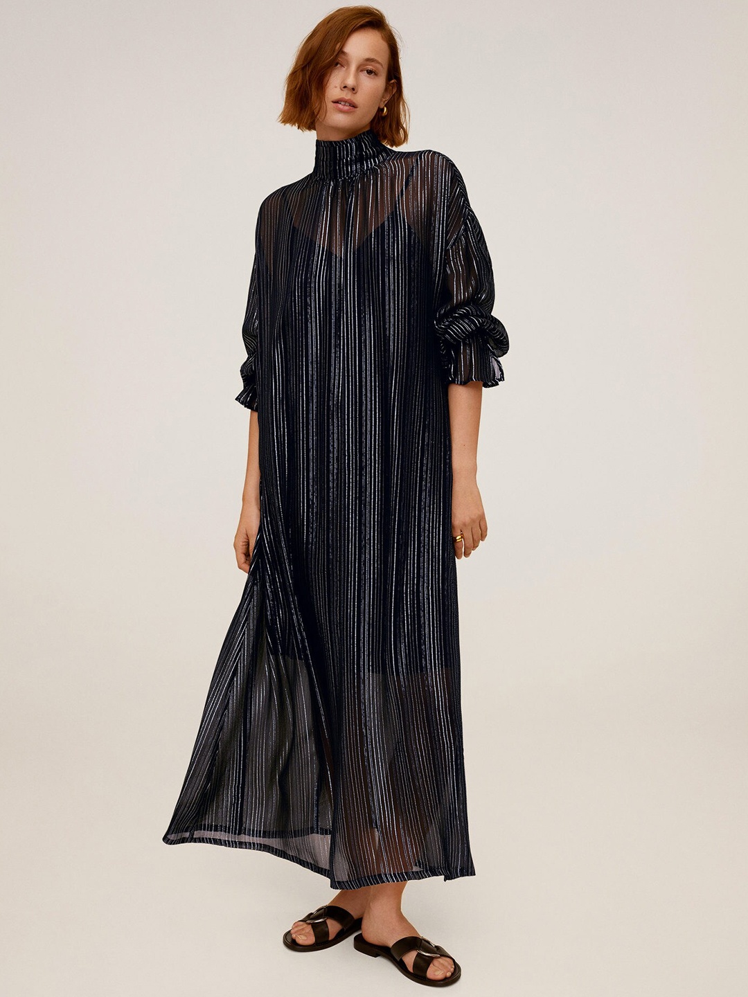 

MANGO Black Embellished Maxi Dress