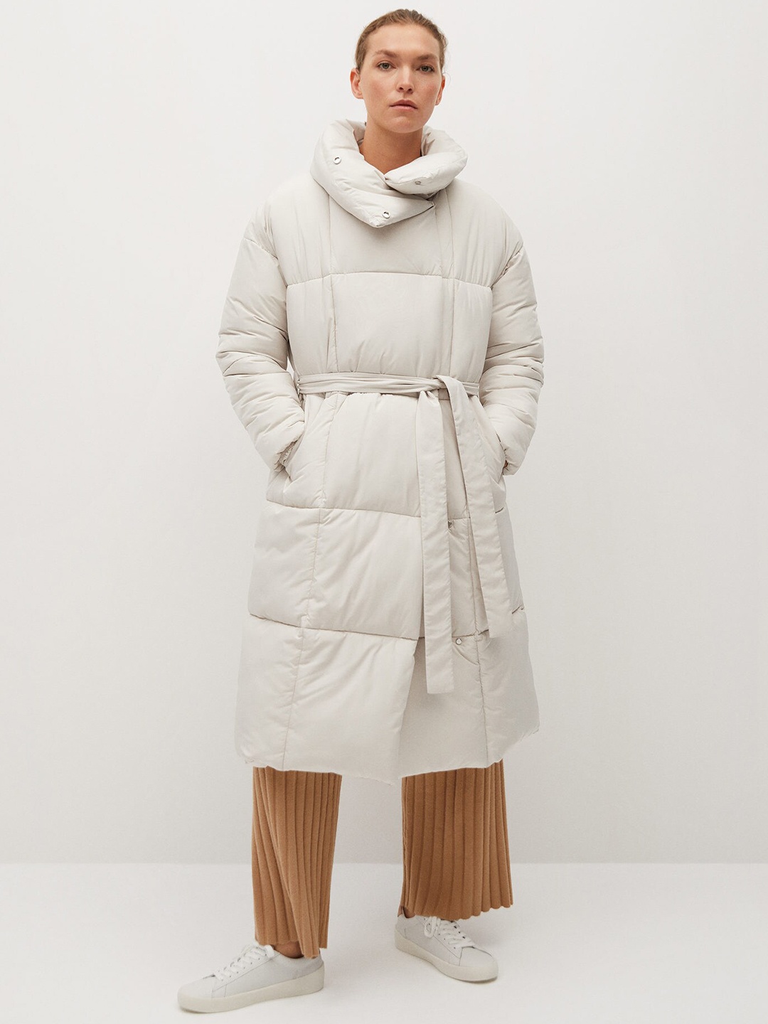 

MANGO Women Off White Longline Puffer Jacket