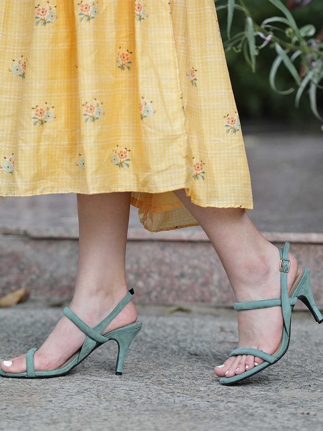 

CORSICA Women Green Solid Slim Heels with Suede Finish