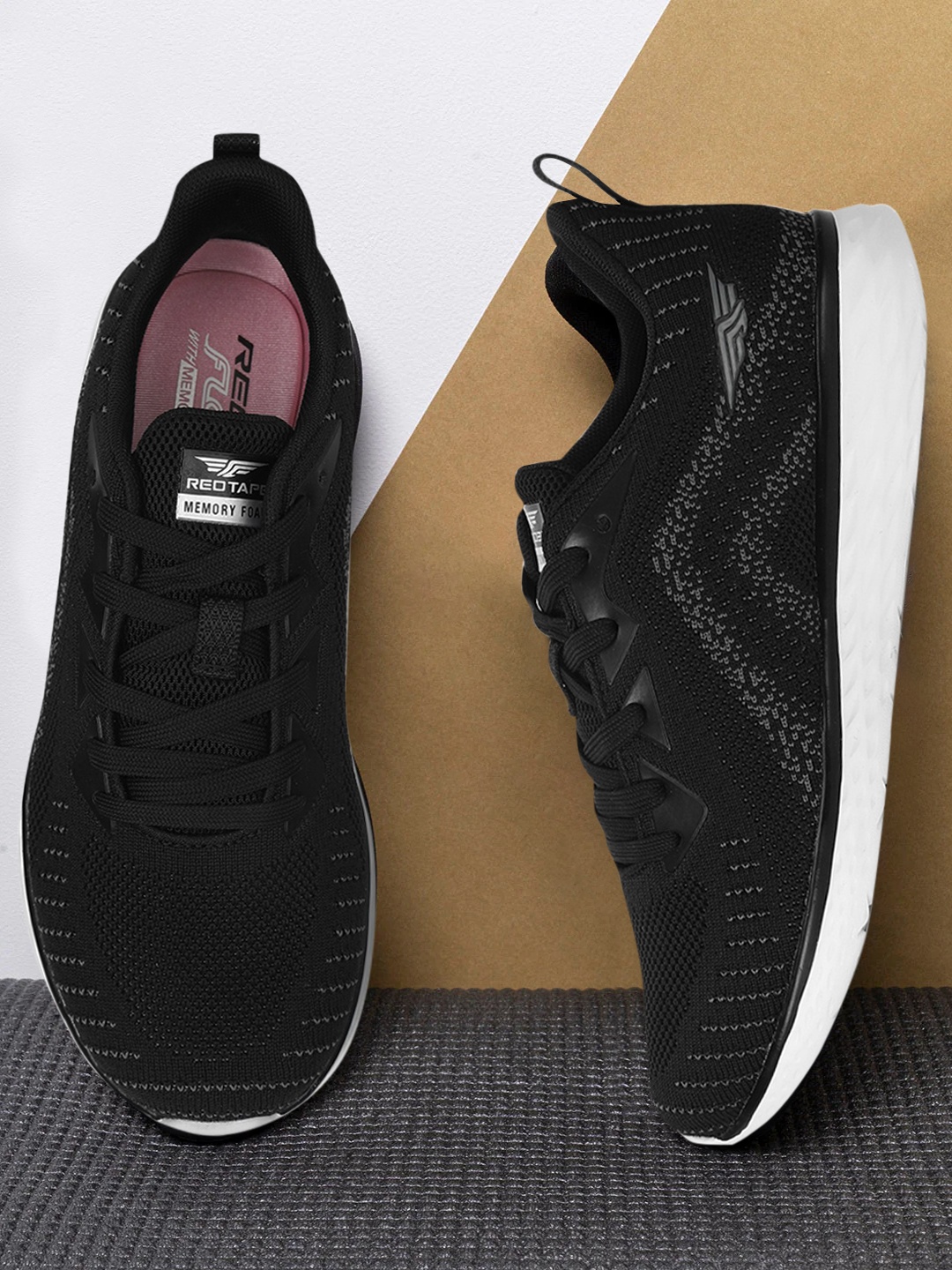 

Red Tape Women Black Textile Memory Foam Walking Shoes