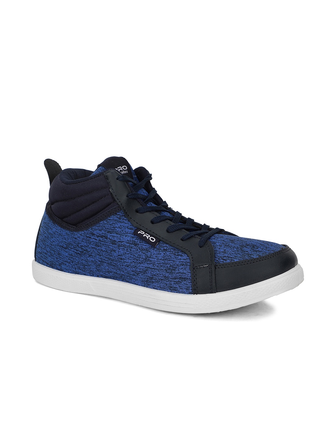 

Khadims Men Blue Colourblocked Textile High-Top Sneakers