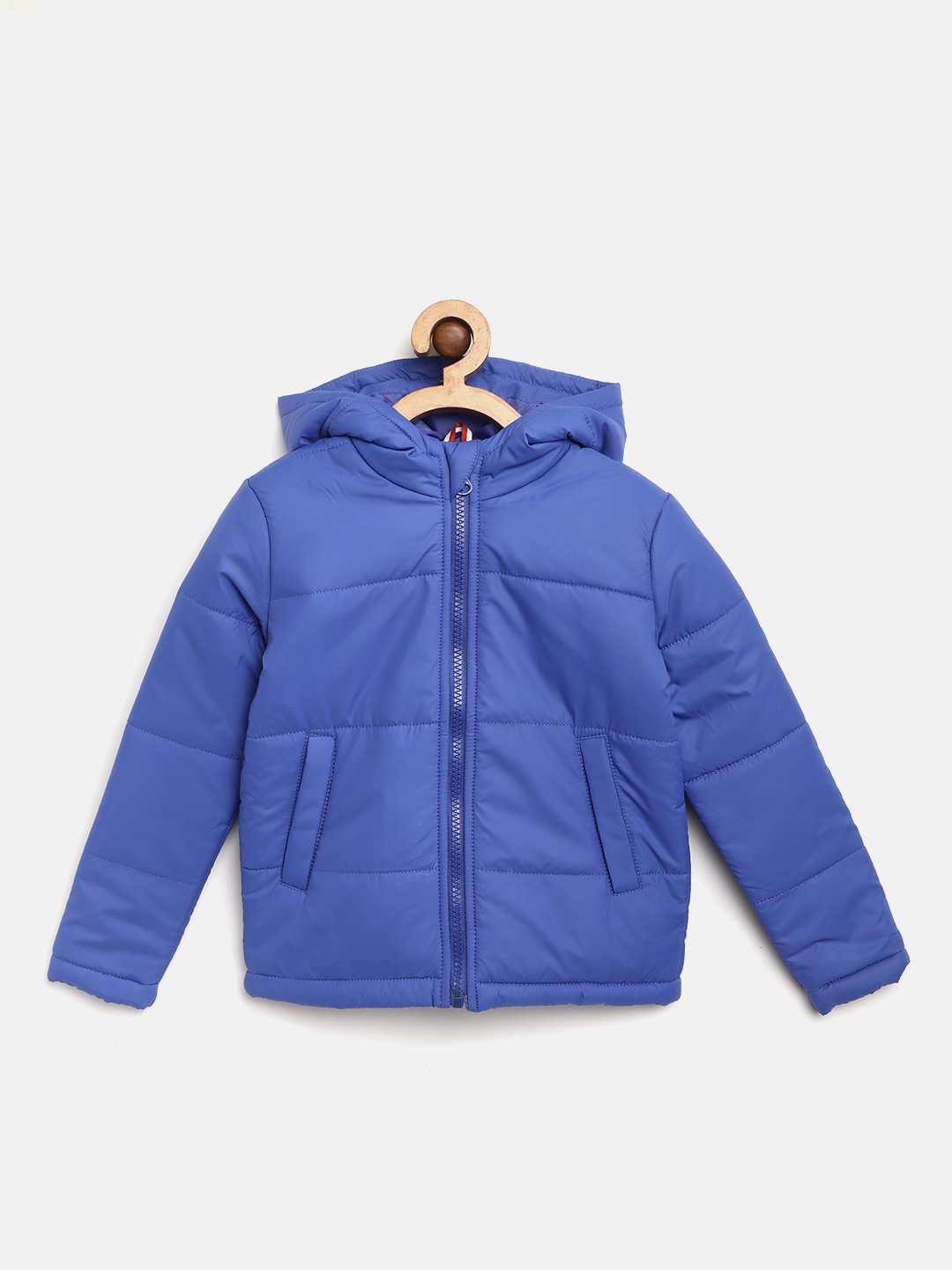 

Miss & Chief Boys Blue Solid Hooded Padded Jacket