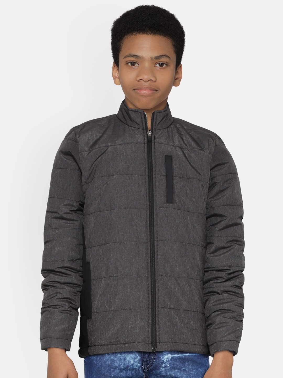 

Provogue Boys Charcoal Grey & Black Solid Padded Jacket