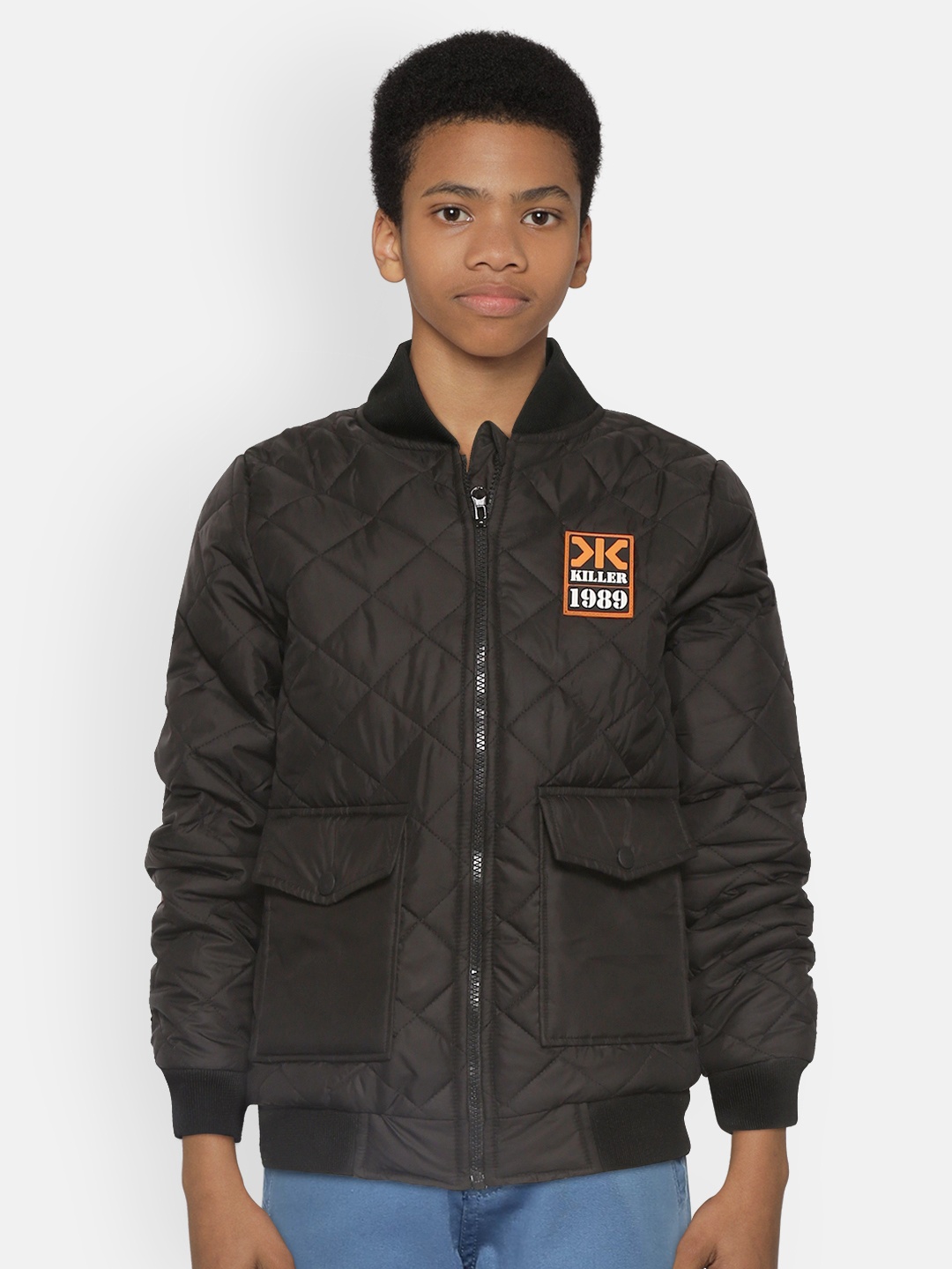 

Killer Boys Black Solid Quilted Bomber Jacket