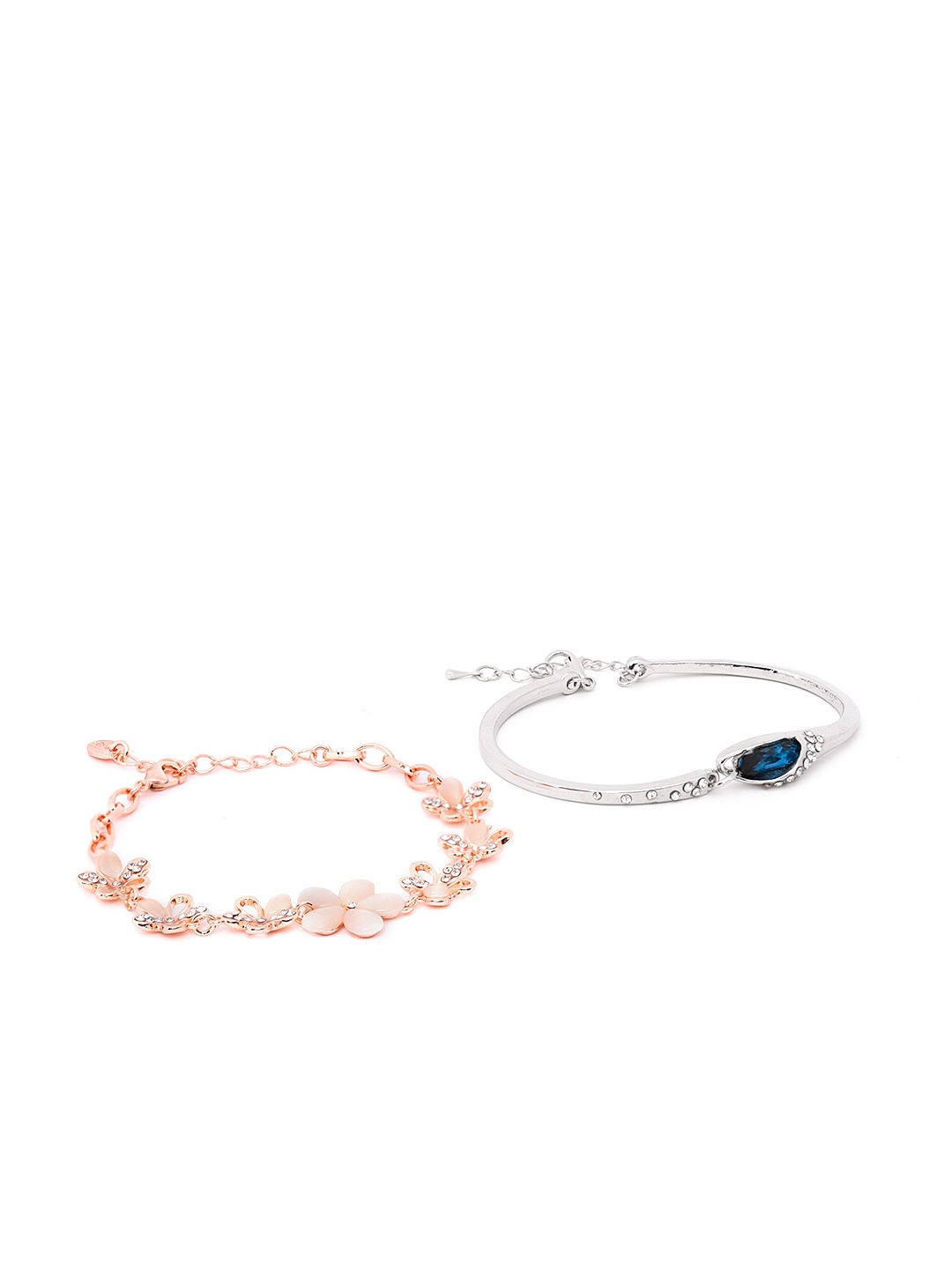 

YouBella Women Set of 2 Stone-Studded Charm Bracelets, Pink