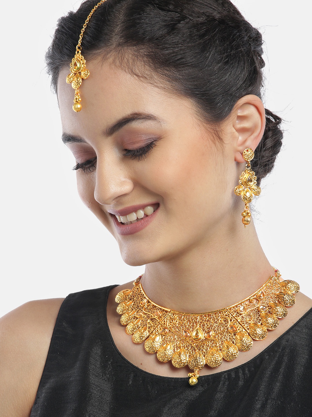 

YouBella Gold-Plated Stone-Studded Jewellery Set