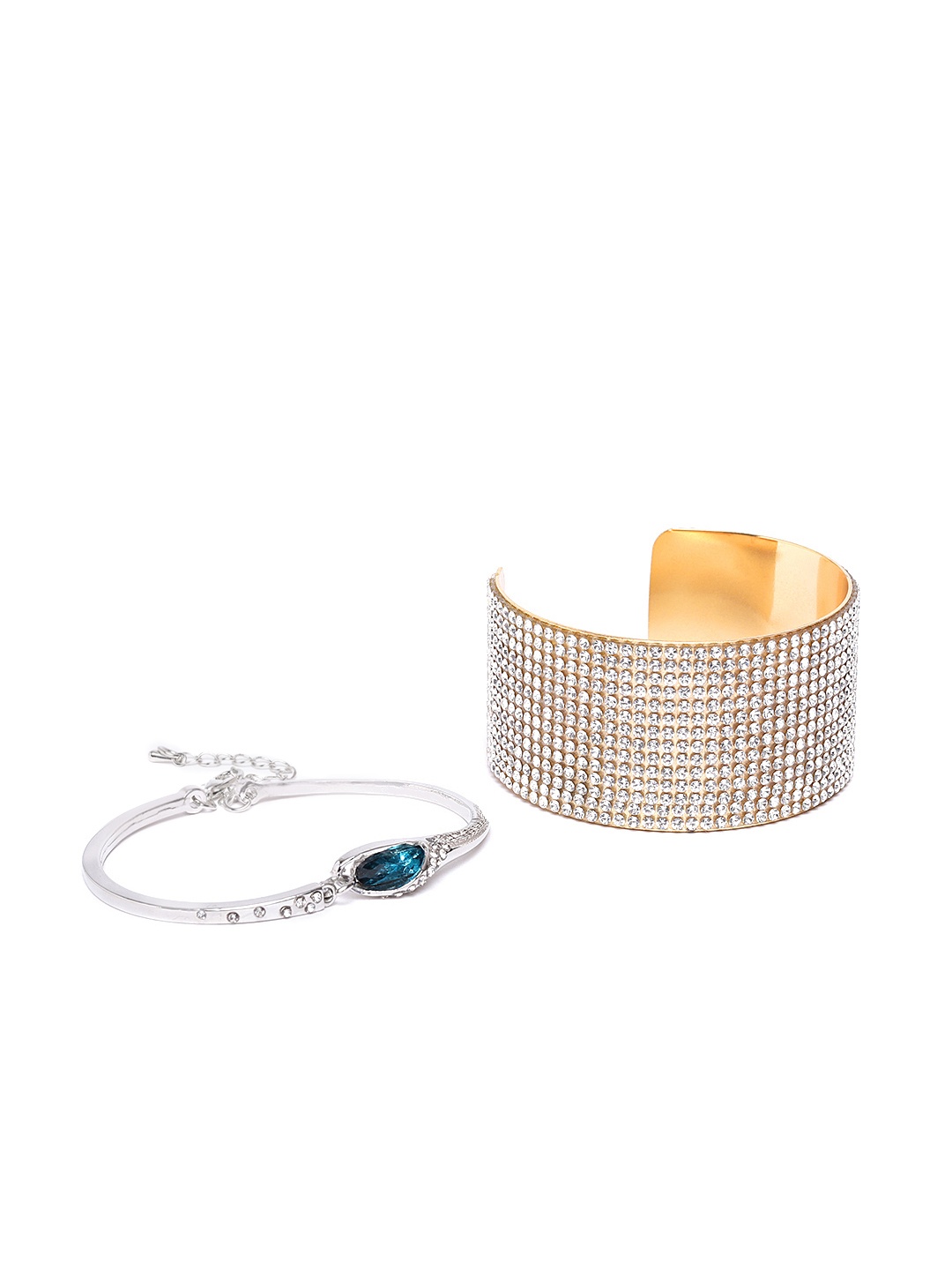 

YouBella Set of Stone Studded Cuff & Bracelet, Blue