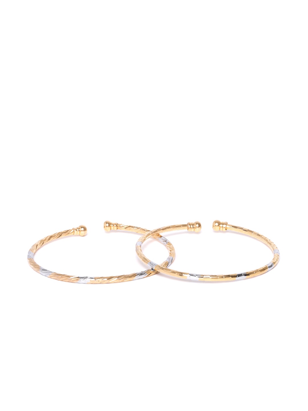 

YouBella Set of 2 Gold-Toned & Silver-Toned Rhodium-Plated Kadas