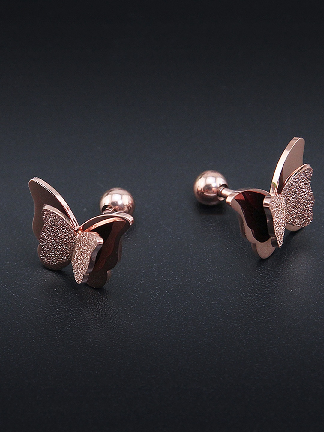 

YouBella Rose Gold-Plated Butterfly-Shaped Studs