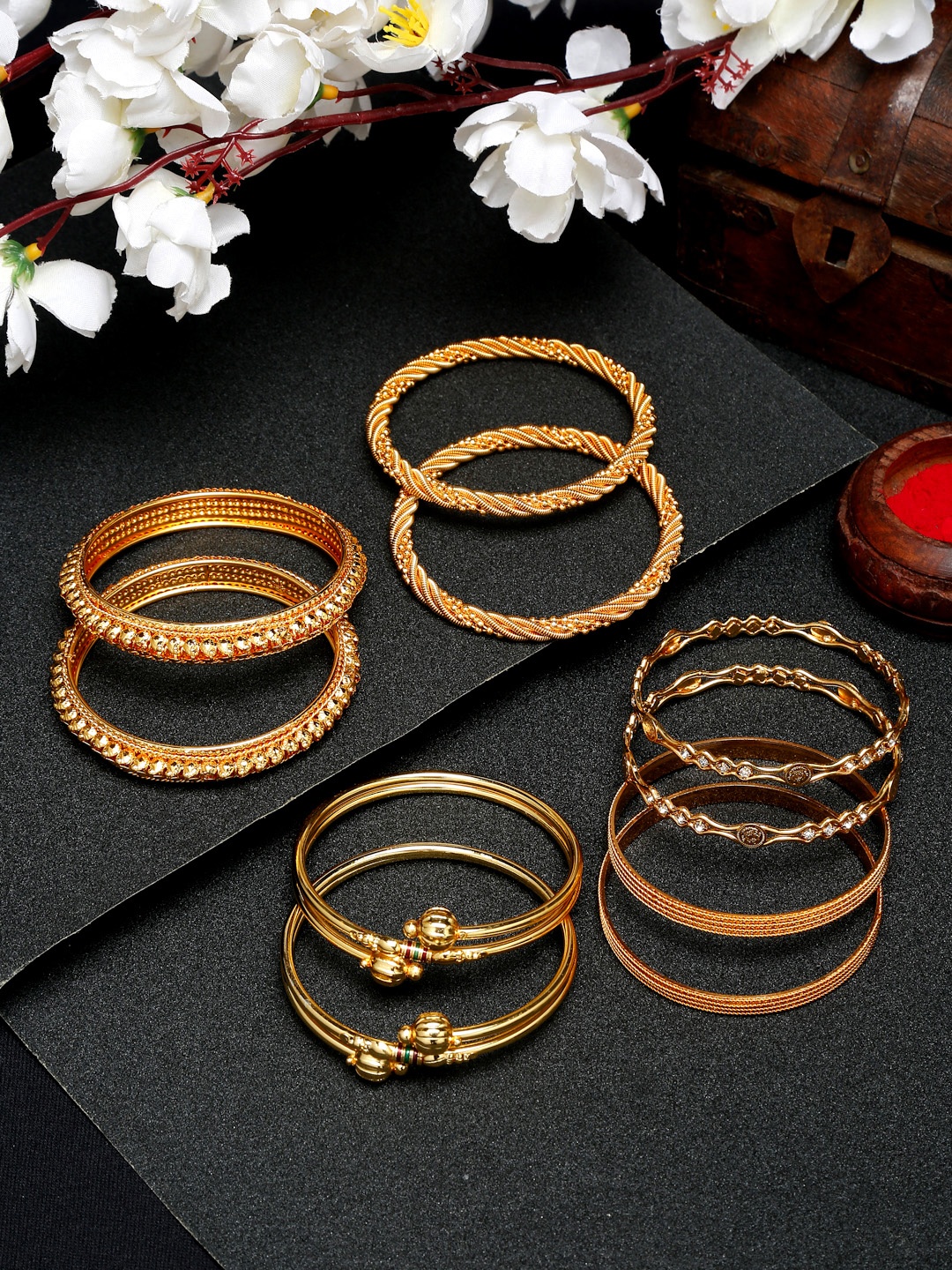 

YouBella Set of 10 Gold-Plated Bangles