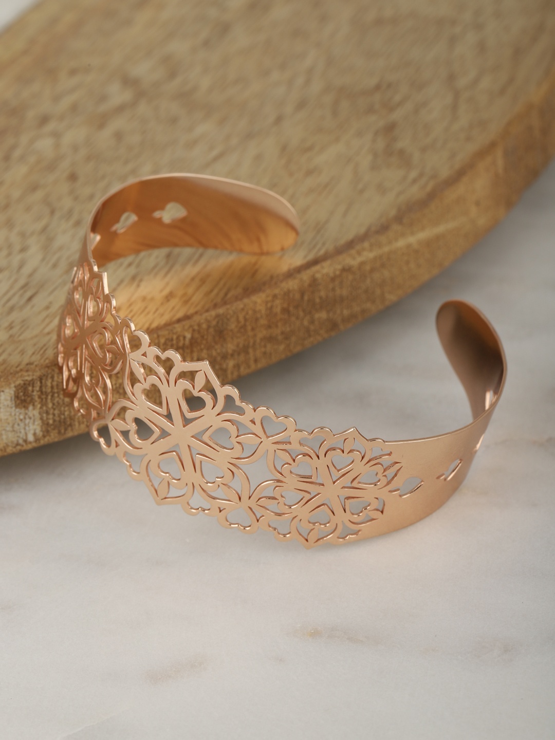 

Carlton London Rose Gold-Plated Cut-Work Cuff Bracelet