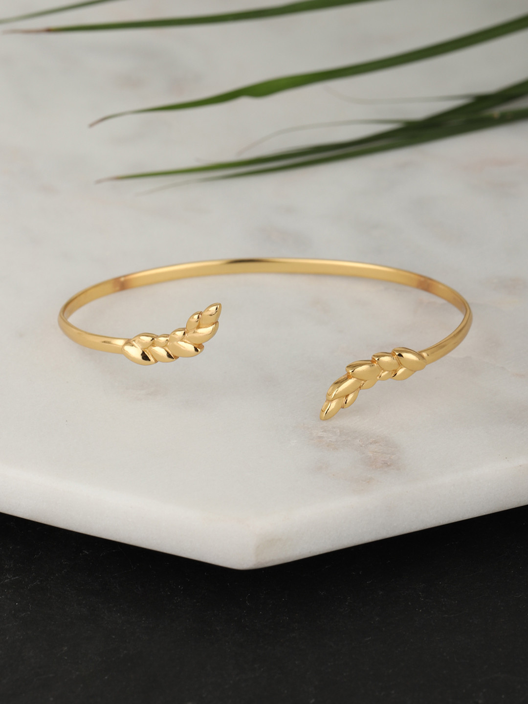 

Carlton London Gold-Plated Leaf-Shaped Cuff Bracelet