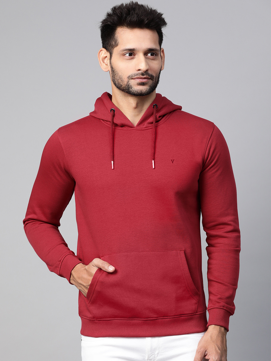 

Van Heusen Sport Men Maroon Solid Hooded Sweatshirt