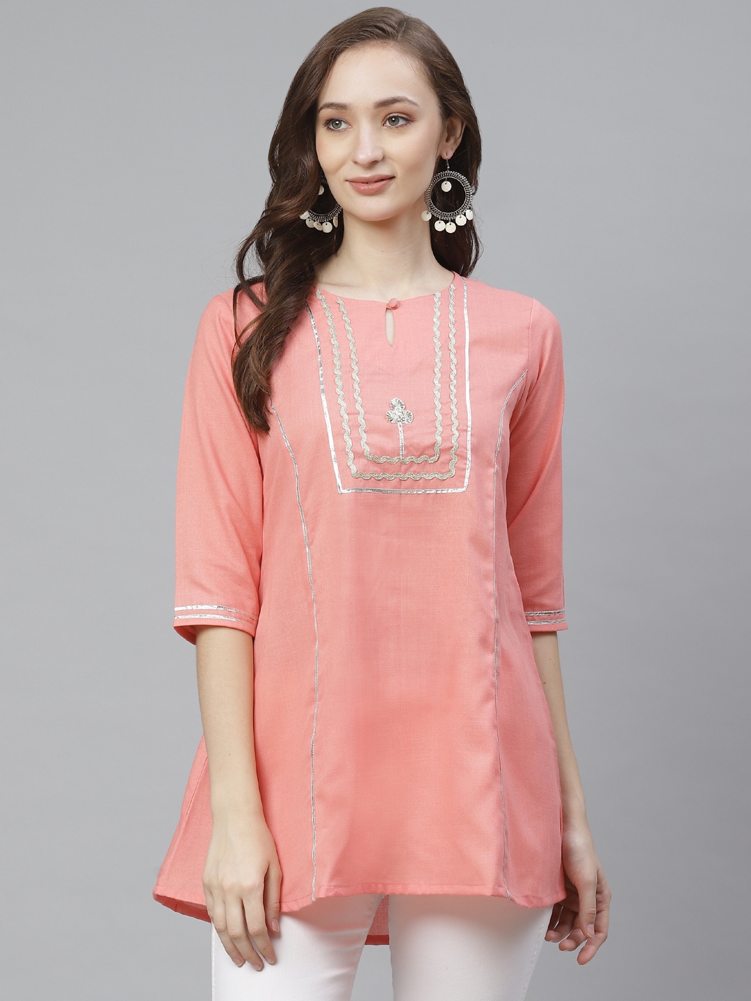 

Bhama Couture Pink Gotta Patti Ethnic Tunic, Peach