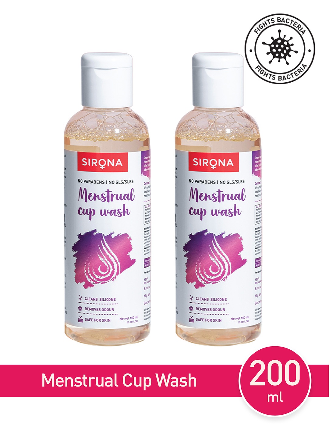 

Sirona Pack Of 2 Hygiene Menstrual Cup Wash - 100 ml, White