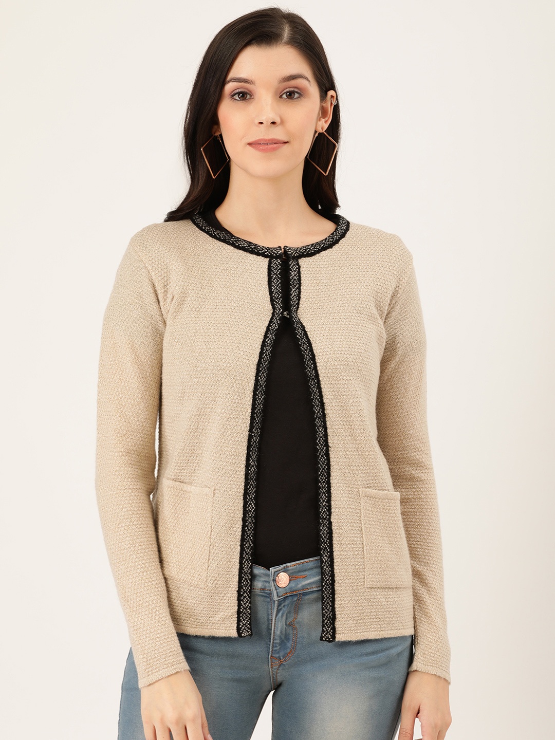 

Pierre Carlo Women Beige Solid Cardigan