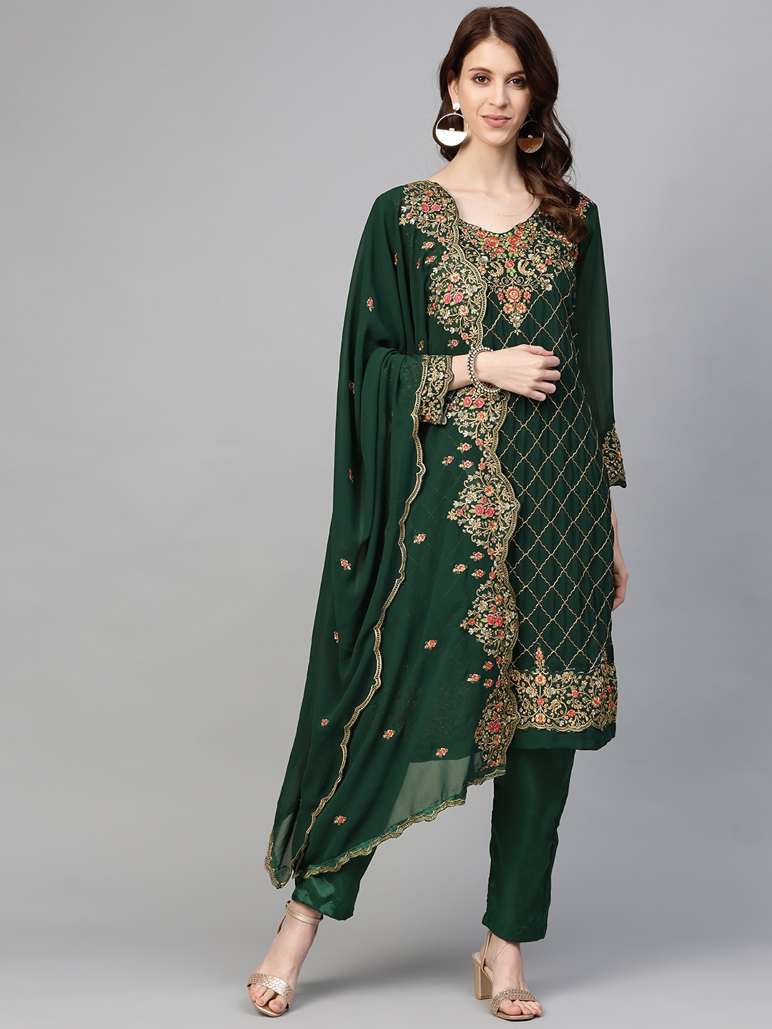 

Readiprint Fashions Green & Golden Embroidered Unstitched Dress Material