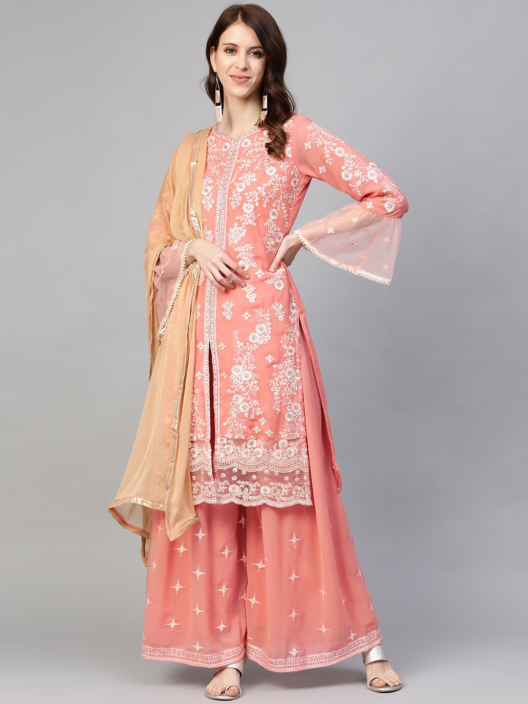 

Readiprint Fashions Pink & Off-White Embroidered Semi-Stitched Dress Material