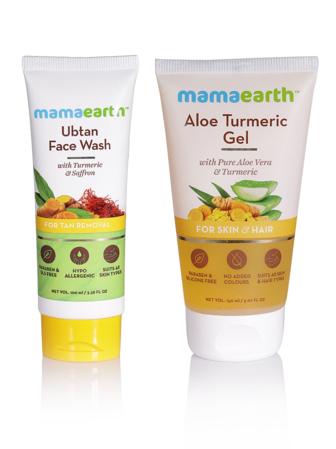 

Mamaearth Unisex Set of Ubtan Face Wash & Aloe Gel, White