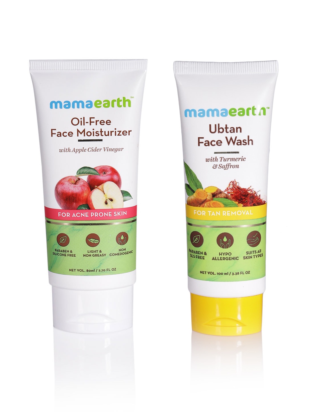 

Mamaearth Unisex Set Of Ubtan Face Wash And Oil-Free Face Moisturizer, White