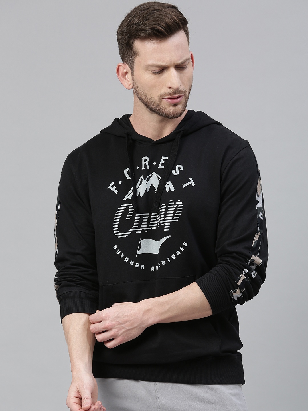 

Wildcraft Men Black Printed Hood 8 Sweatshirt