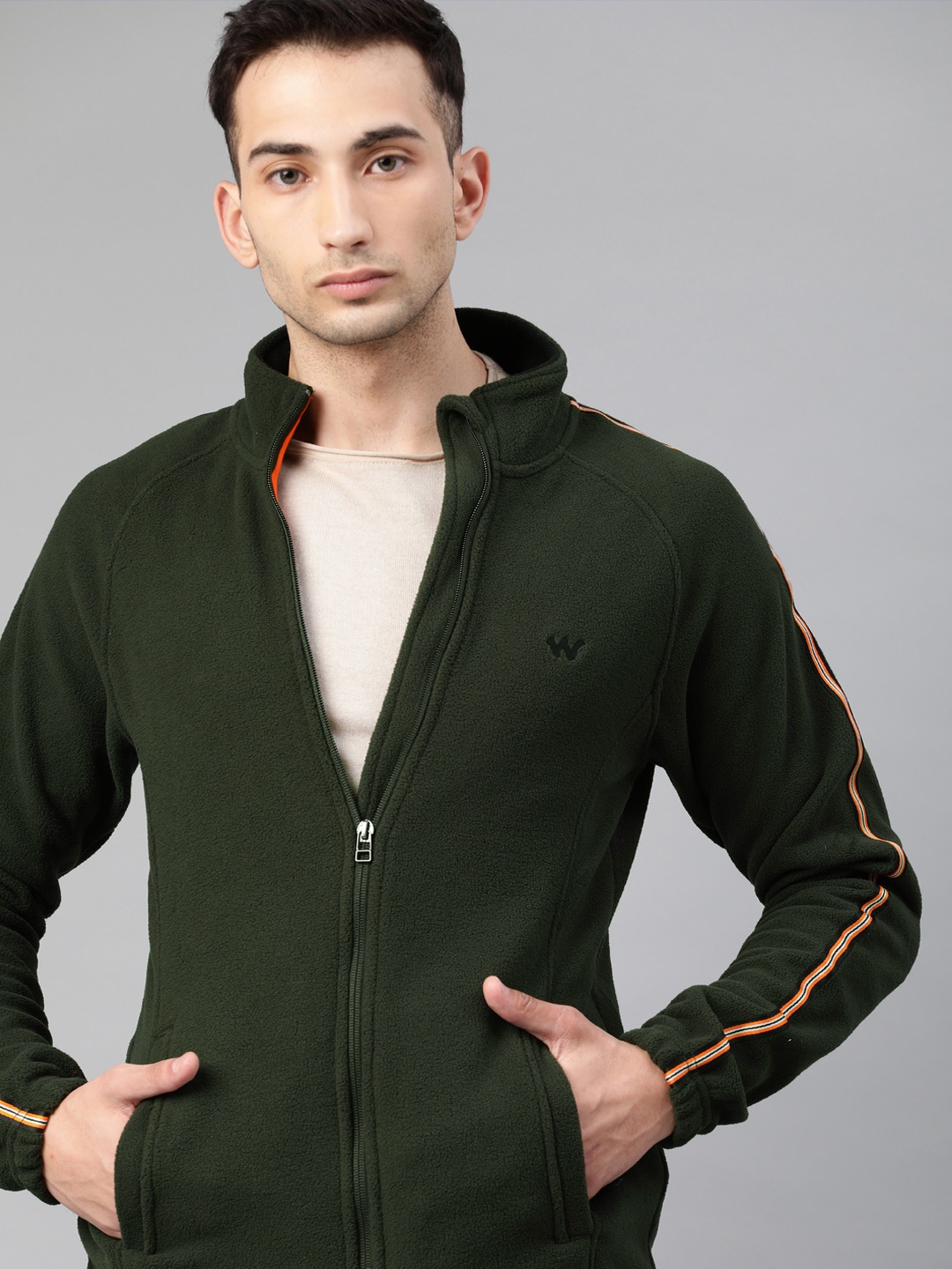 

Wildcraft Men Olive Green Solid Sweatshirt