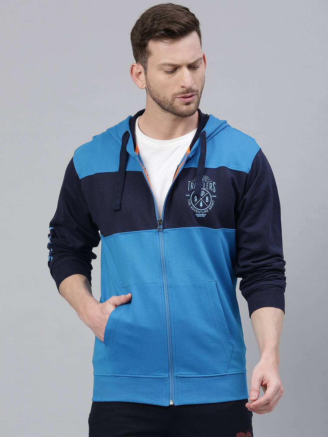 

Wildcraft Men Blue Solid Hooded Sweatshirt